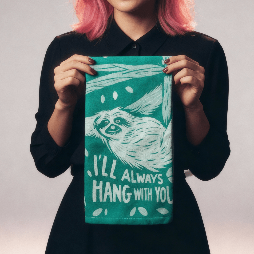I'll Always Hang With You Sloth Dish Towel in Green | Ultra Soft and Absorbent Jacquard Dish Towel La Vie Bien I'll Always Hang With You Sloth Dish Towel in Green | Ultra Soft and Absorbent Jacquard