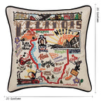 Illinois Hand - Embroidered Pillow Pillows La Vie Bien Illinois Hand - Embroidered Pillow