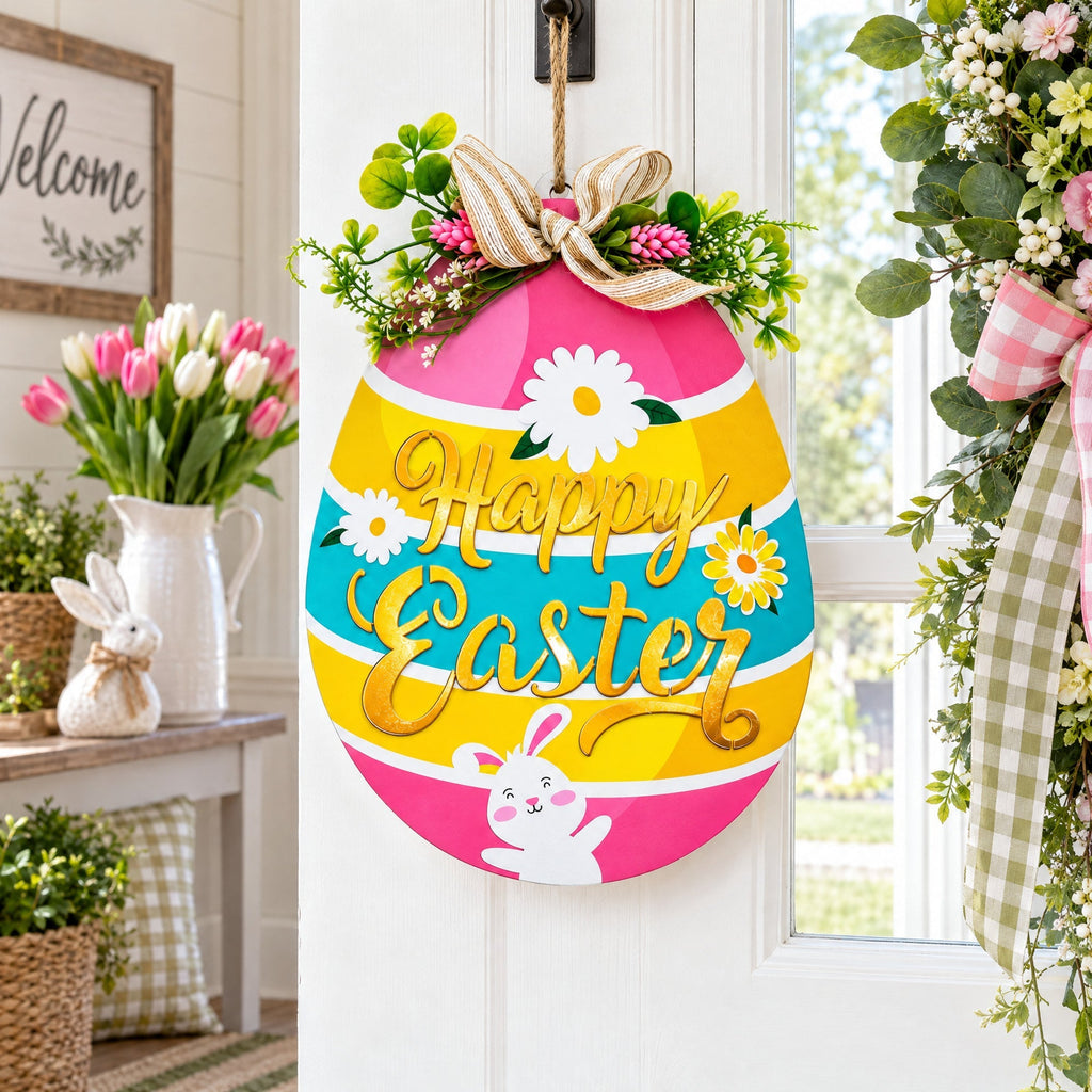 Illuminated LED Wooden Easter Egg Hanging Decor 12.5 Inches Tall Easter > Wall Decorations La Vie Bien Illuminated LED Wooden Easter Egg Hanging Decor 12.5 Inches Tall
