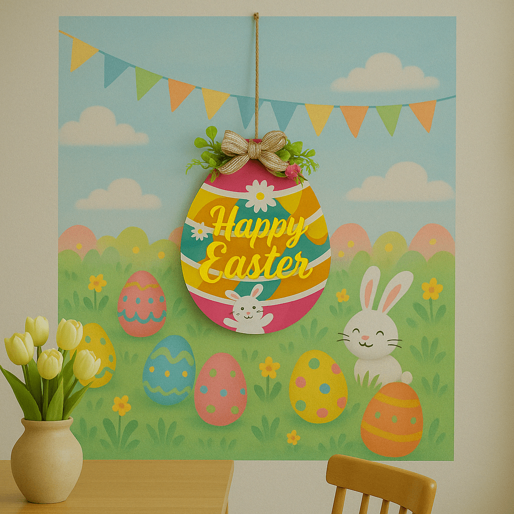 Illuminated LED Wooden Easter Egg Hanging Decor 12.5 Inches Tall Easter > Wall Decorations La Vie Bien Illuminated LED Wooden Easter Egg Hanging Decor 12.5 Inches Tall