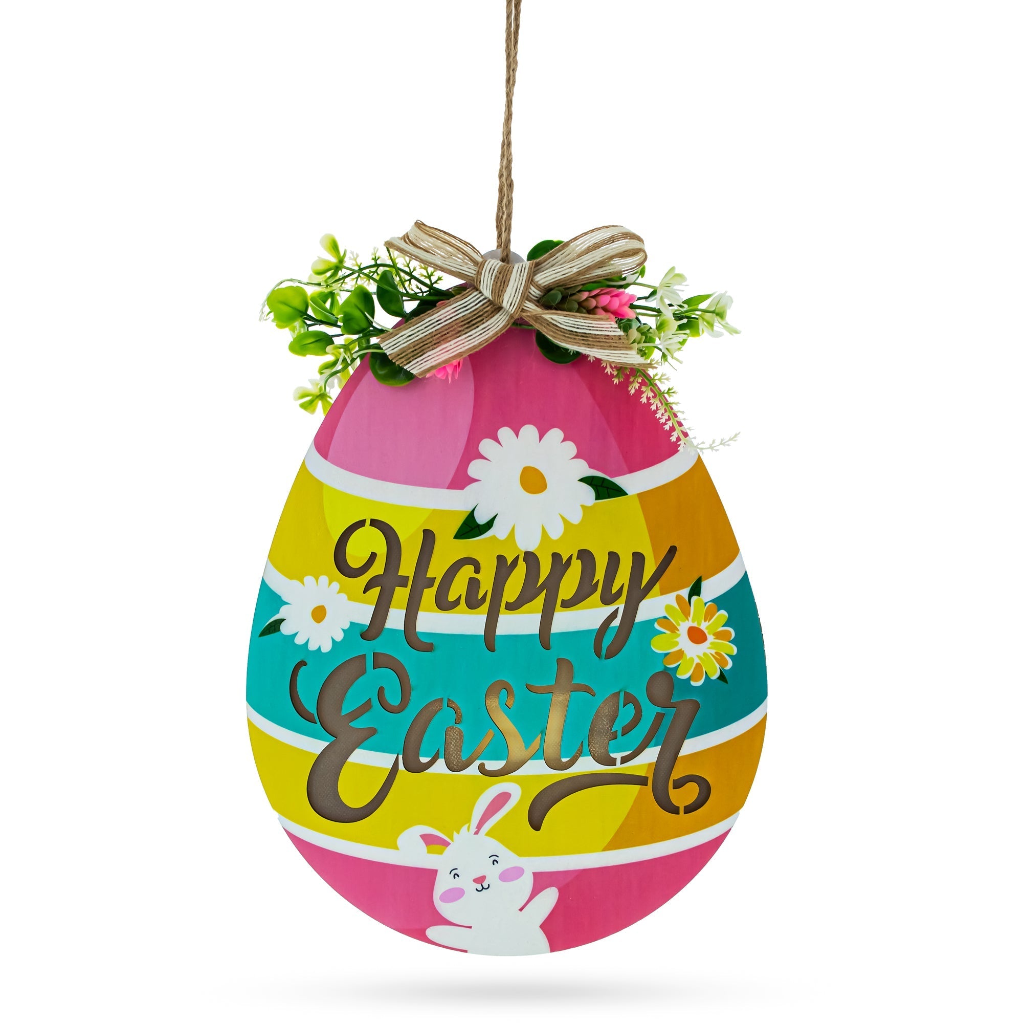 Illuminated LED Wooden Easter Egg Hanging Decor 12.5 Inches Tall Easter > Wall Decorations La Vie Bien Illuminated LED Wooden Easter Egg Hanging Decor 12.5 Inches Tall