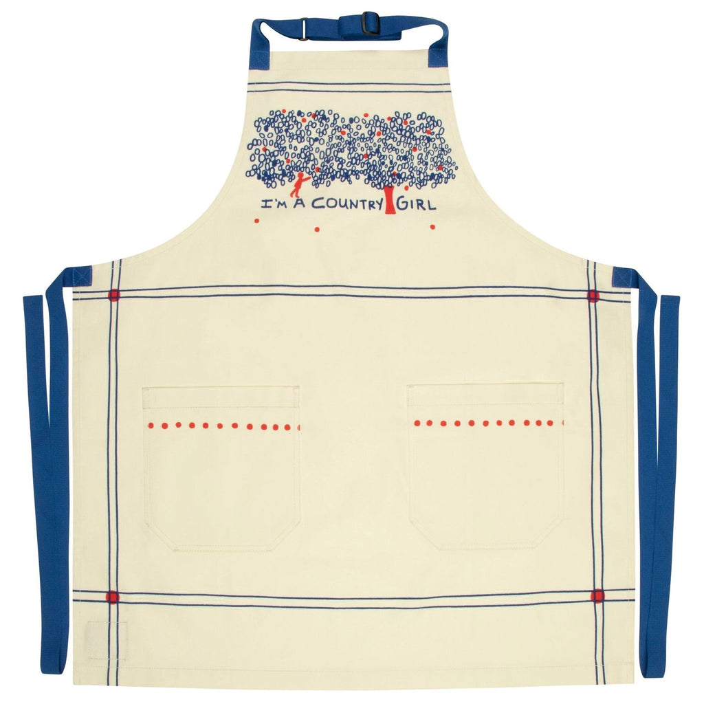 I'm A Country Girl Funny Cooking and BBQ Apron 2 Pockets Adjustable Strap 100% Cotton | BlueQ at GetBullish