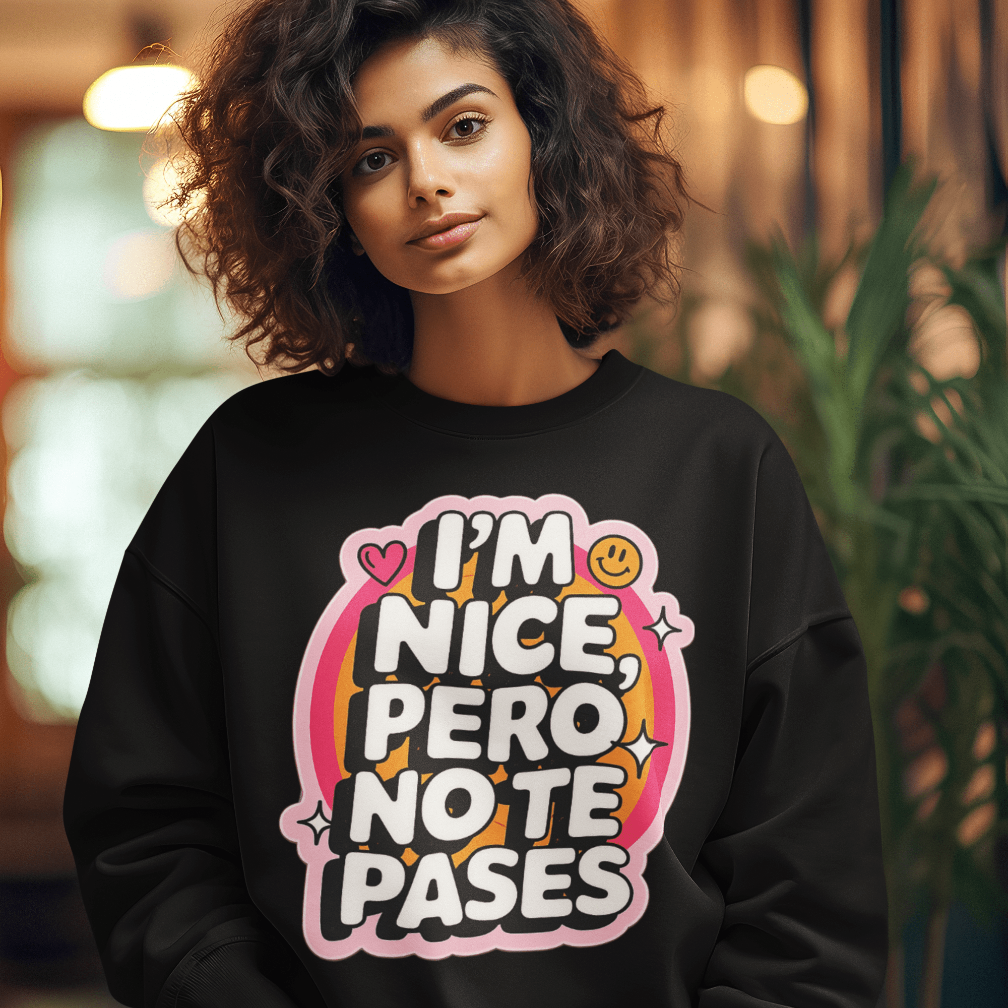 I'm Nice Pero No Te Pases Comfy Crewneck Sweatshirt | Fleece - Lined Funny Viral Latino Empowerment Pride | 3 Colors Sweatshirt La Vie Bien I'm Nice Pero No Te Pases Comfy Crewneck Sweatshirt | Fleece - Lined Funny Viral Latino Empowerment Pride | 3 Colors