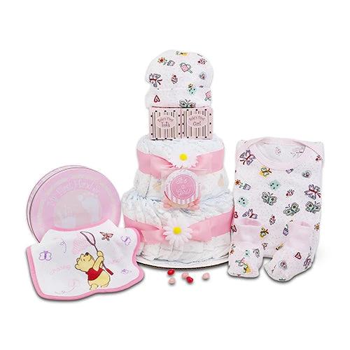 Sweet Baby Girl Diaper Cake Gift by Alder Creek Gift Baskets