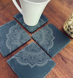 Mandala Slate Coasters| Modern Indian Inspired Tabletop Decor
