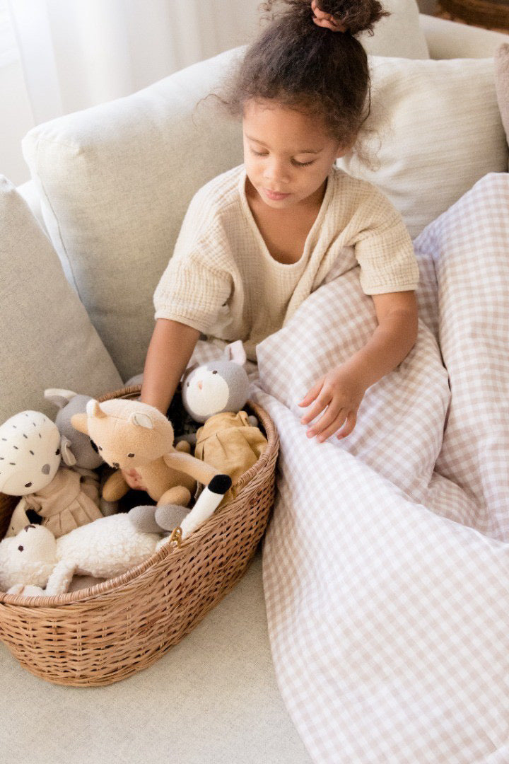 Haven Beige Gingham Crib Quilted Blanket