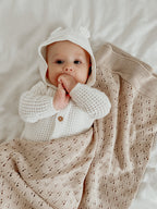 Toffee Pointelle Knit Blanket