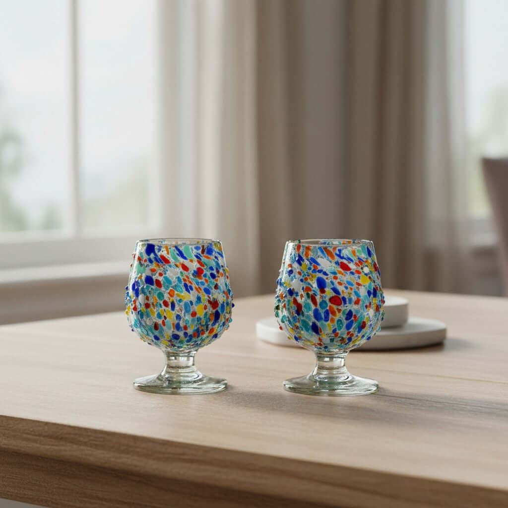 Confetti Rock Shot Glass | Handcrafted Mexican Cognac-Style Glass