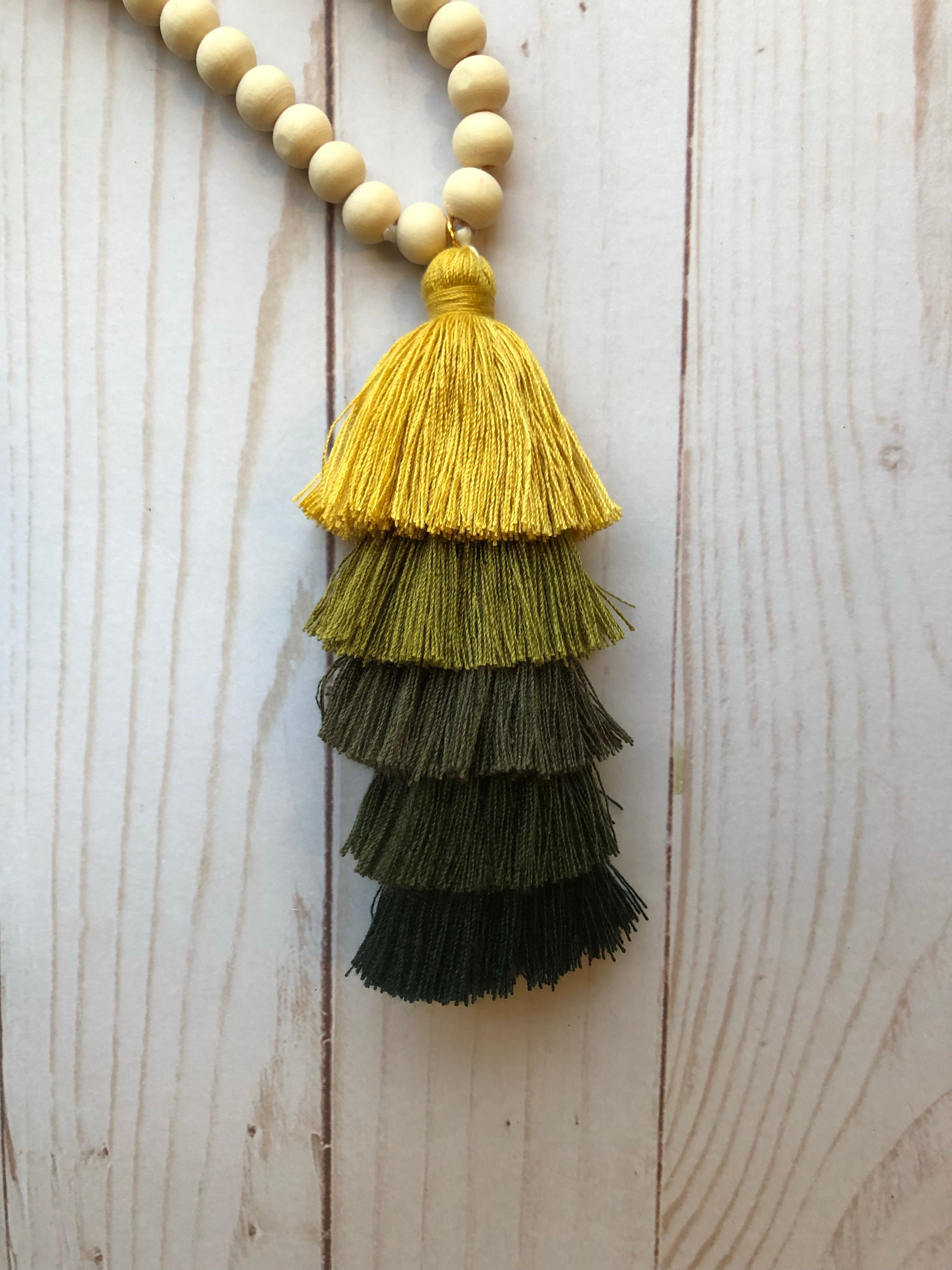 The Ella Wood Bead Pendant Necklace