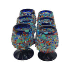 Confetti Rock Shot Glass | Blue Rim Cognac Style