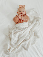 Vanilla White Pointelle Knit Blanket by Little Mae & Co