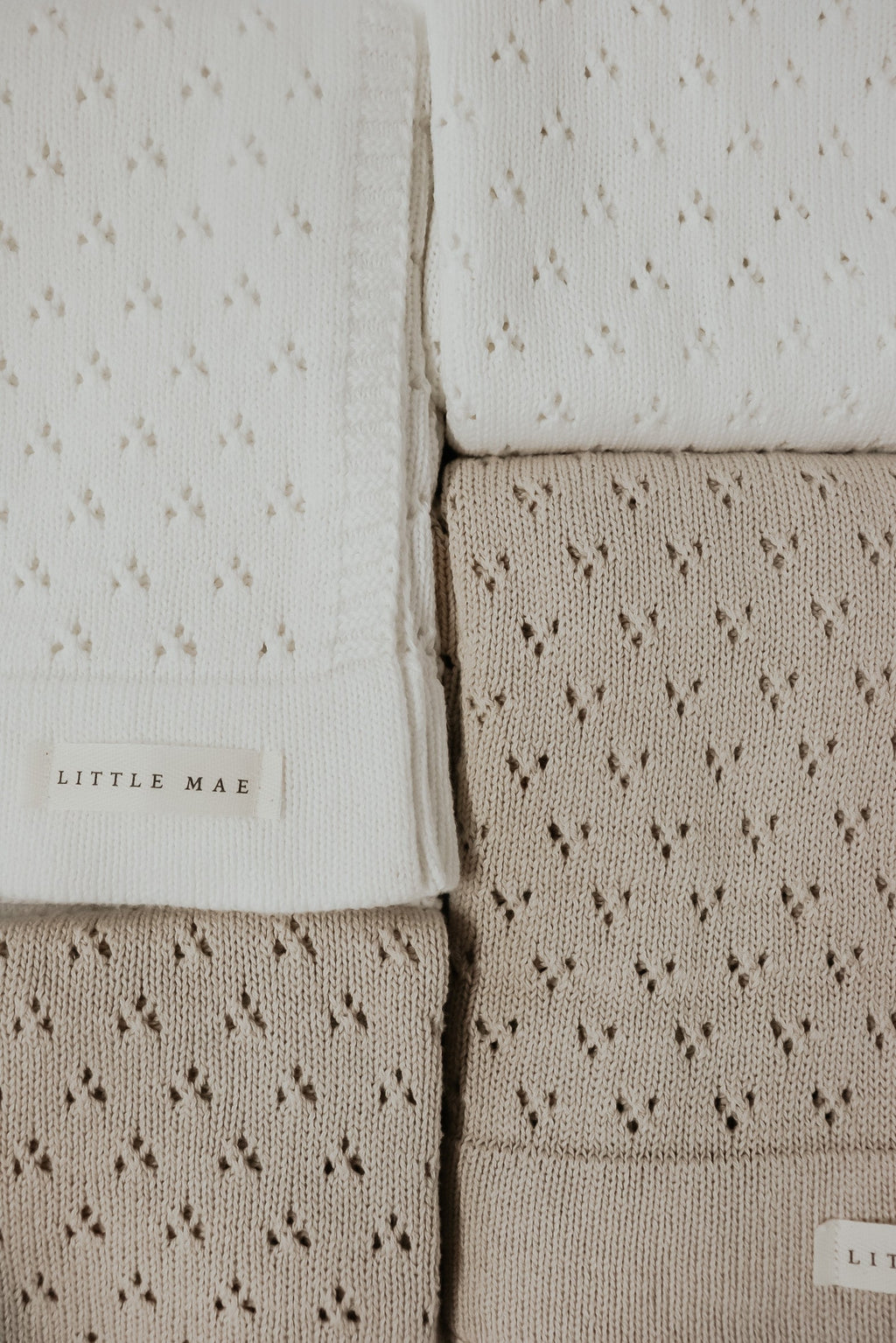 Vanilla White Pointelle Knit Blanket