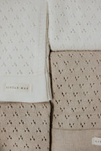 Vanilla White Pointelle Knit Blanket by Little Mae & Co