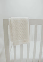 Vanilla White Pointelle Knit Blanket by Little Mae & Co