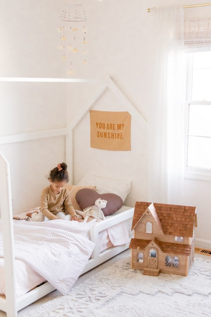 Haven Beige Gingham Crib Quilted Blanket
