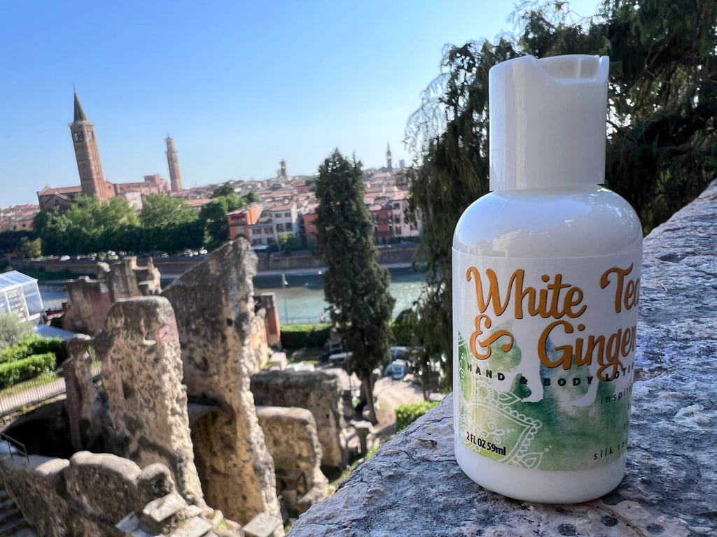 WHITE TEA & GINGER HAND & BODY LOTION 16 oz or 2 oz by Essential Journeys