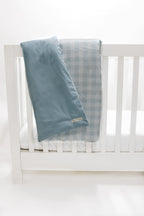 Marine Checkered Quilted Blanket