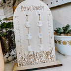 Crescent Moon Mother of Pearl Earrings by Derive Jewelry
