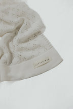Vanilla White Pointelle Knit Blanket by Little Mae & Co