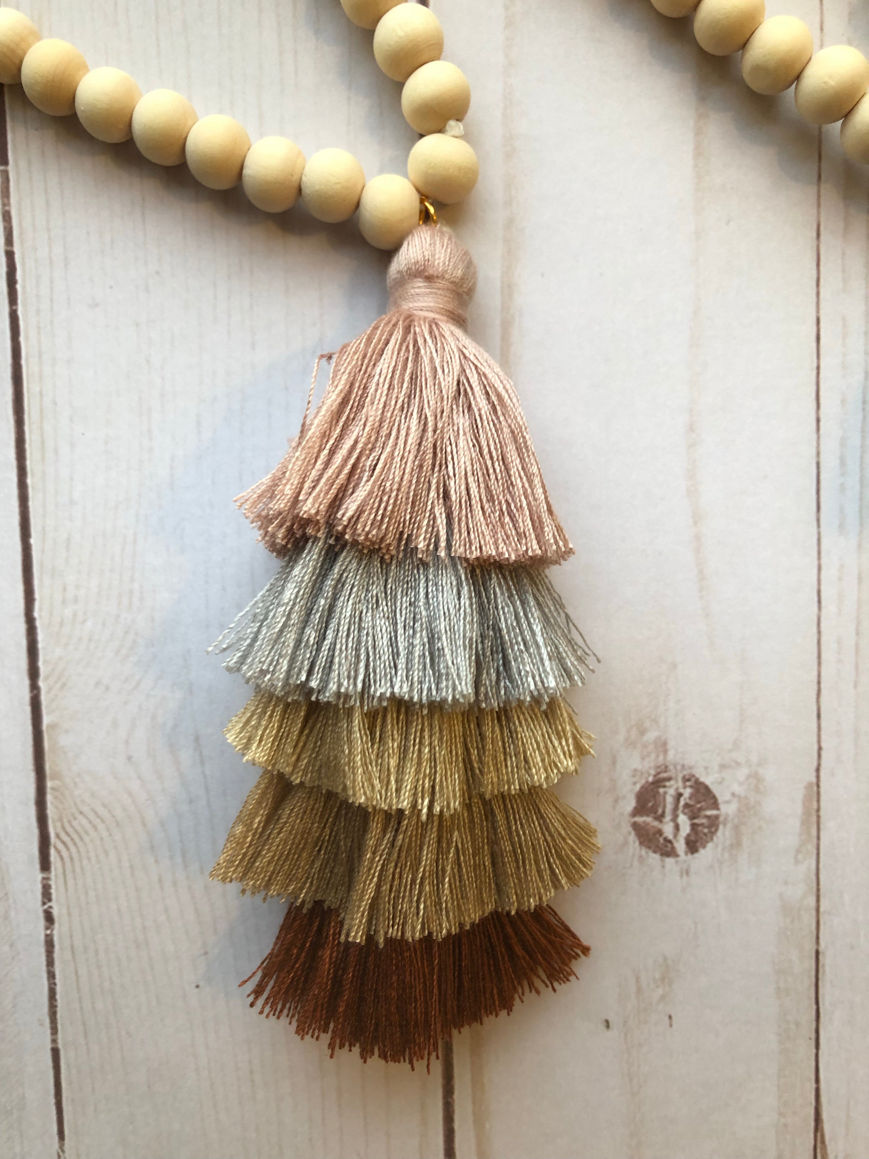 The Ella Wood Bead Pendant Necklace