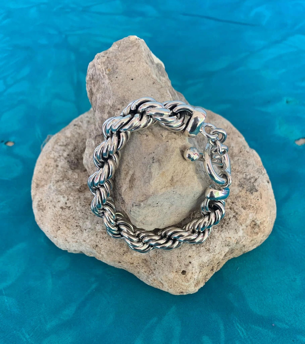 Sterling Silver Twist Bracelet by The Pearl Antler