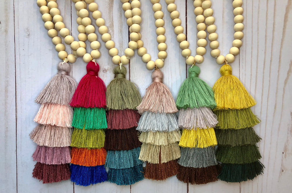 The Ella Wood Bead Pendant Necklace