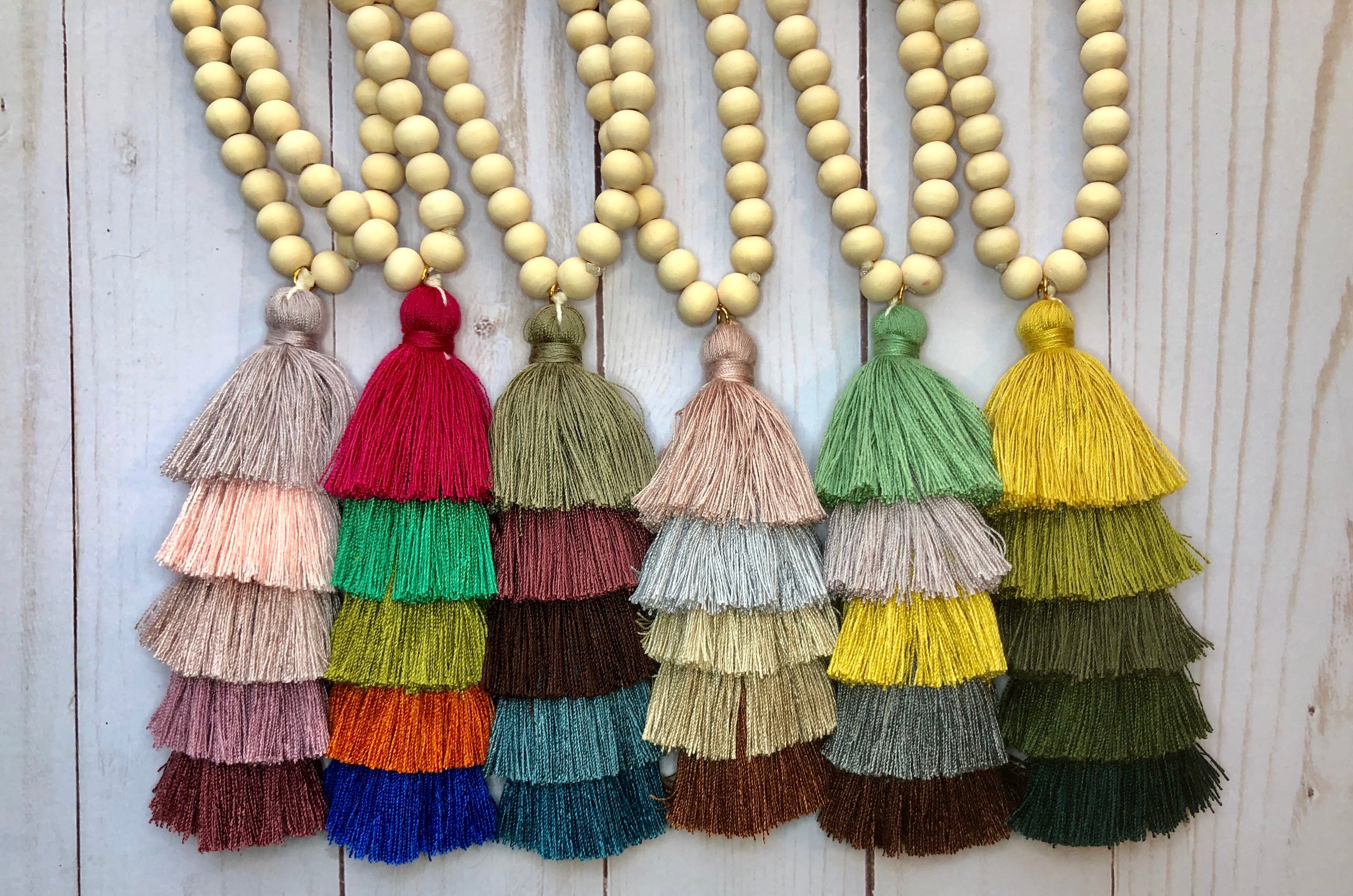 The Ella Wood Bead Pendant Necklace
