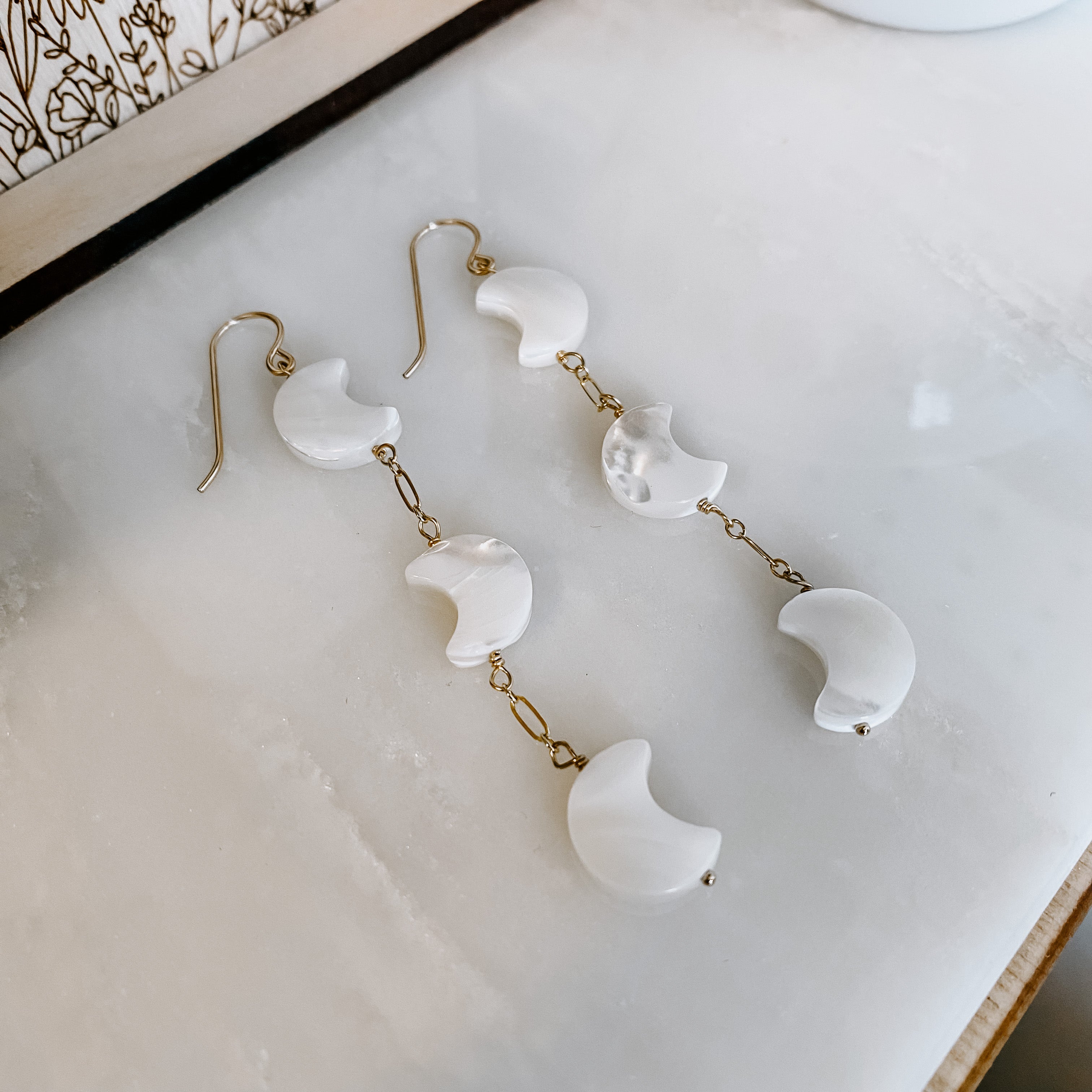 Crescent Moon Mother of Pearl Earrings