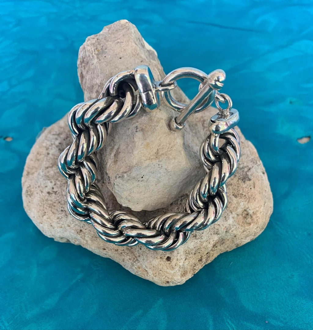 Sterling Silver Twist Bracelet by The Pearl Antler