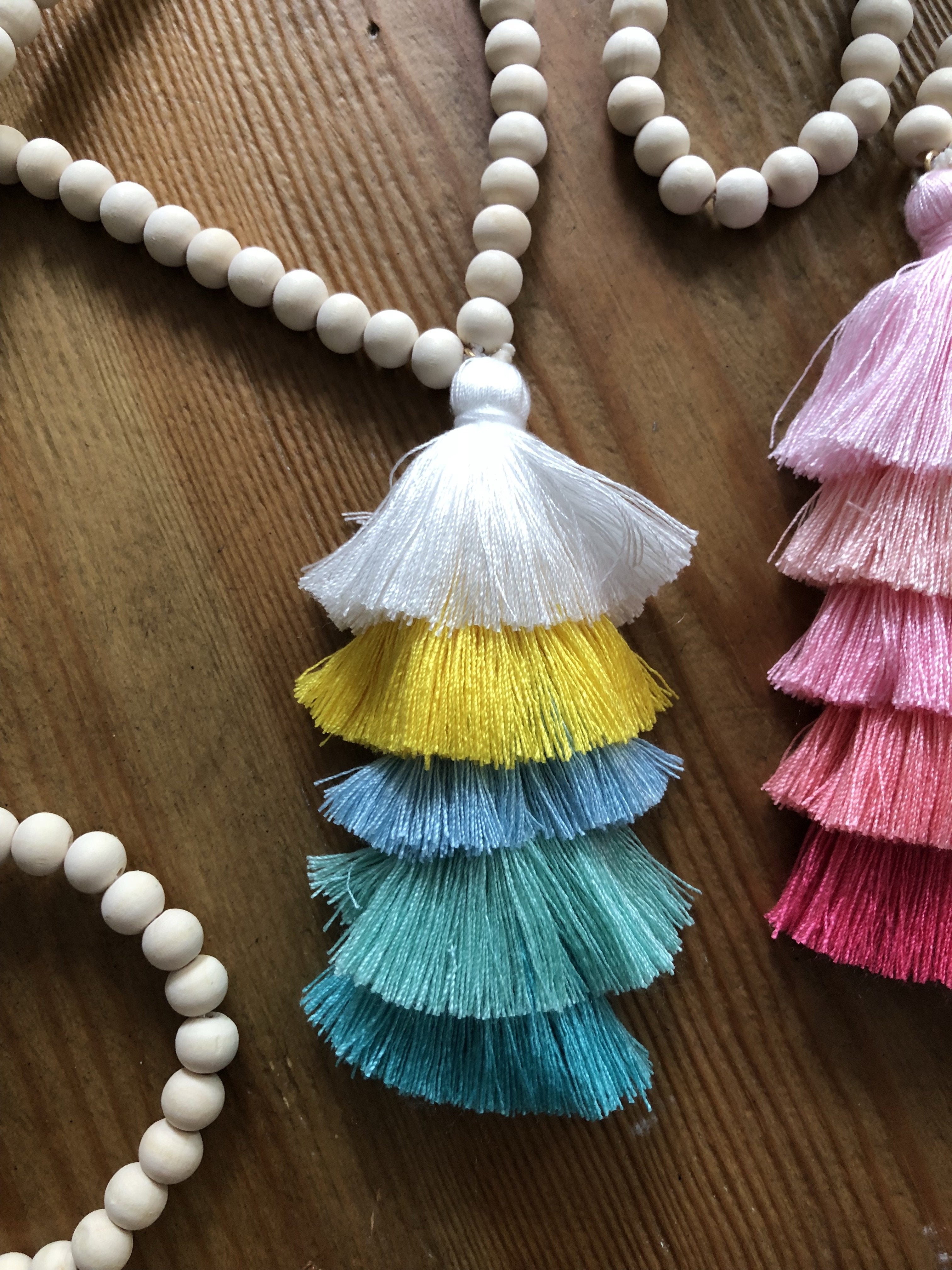 The Ella Wood Bead Pendant Necklace