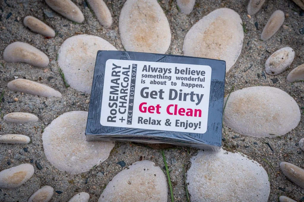 RoSEMARY + CHARCoAL FACE & BODY SOAP 5 oz by Essential Journeys