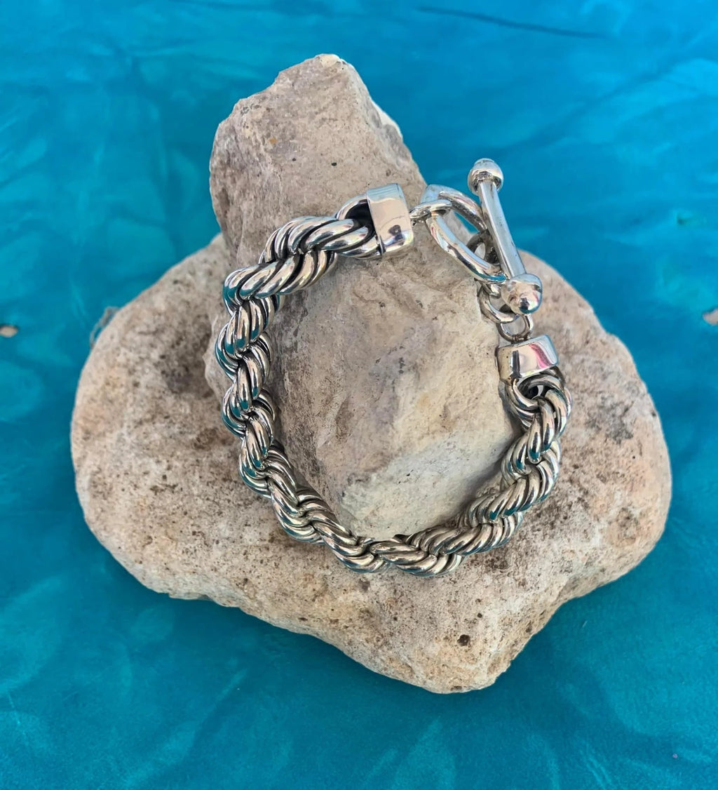 Sterling Silver Twist Bracelet by The Pearl Antler
