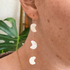 Crescent Moon Mother of Pearl Earrings by Derive Jewelry