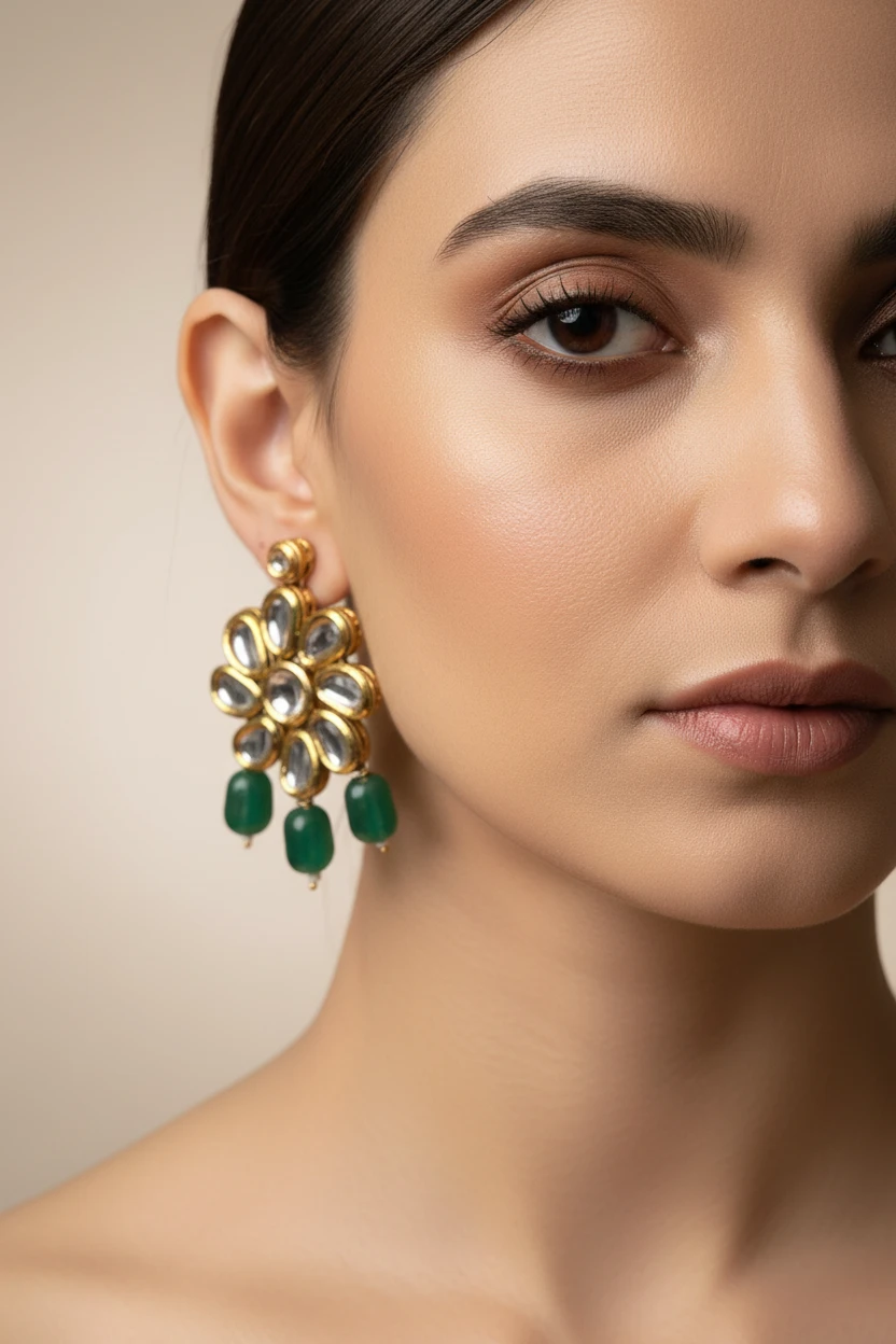 Kundan earrings by Kurti Connection USA