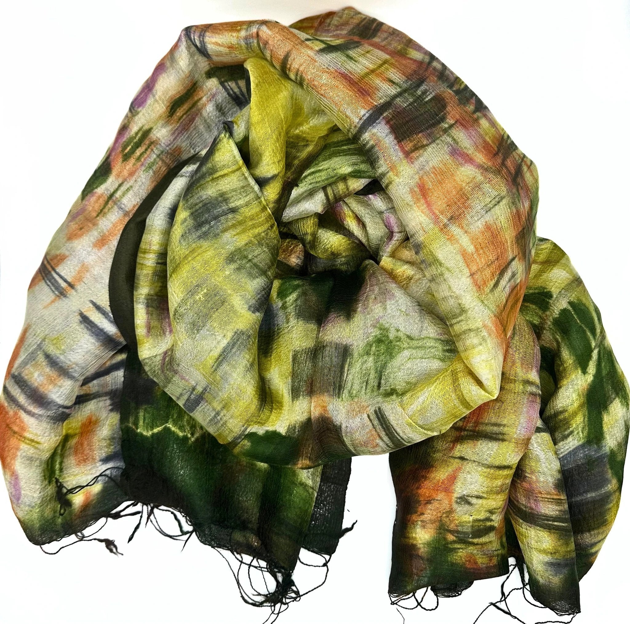 Impressionist Landscape Water Printed Silk Scarf by Fair Anita