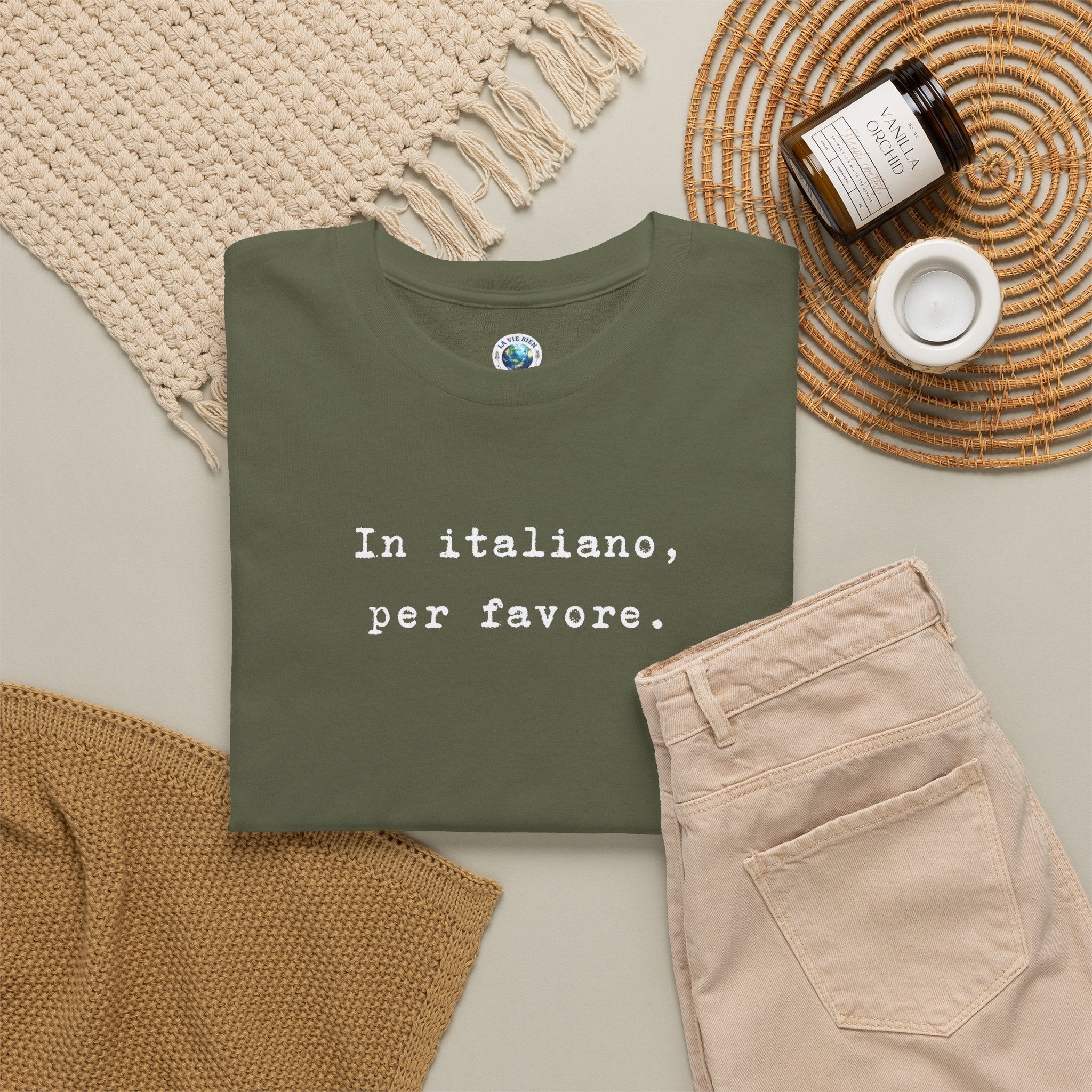 In Italiano, Per Favore. Graphic Tee, Minimalist Italian Phrase T-Shirt T-Shirt La Vie Bien In Italiano, Per Favore. Graphic Tee, Minimalist Italian Phrase T-Shirt