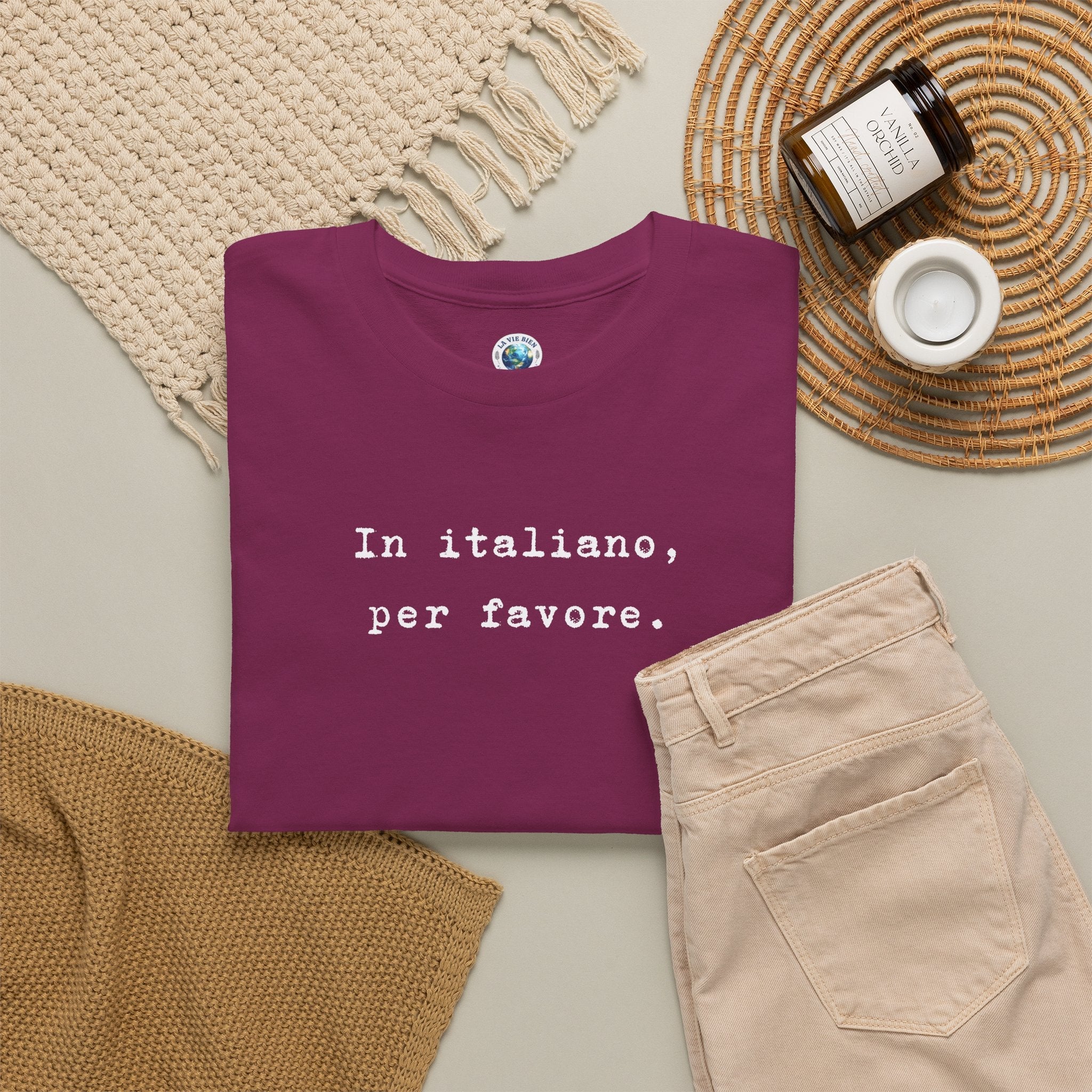 In Italiano, Per Favore. Graphic Tee, Minimalist Italian Phrase T-Shirt T-Shirt La Vie Bien In Italiano, Per Favore. Graphic Tee, Minimalist Italian Phrase T-Shirt