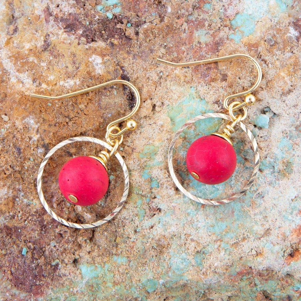 In The Loop Red Magnesite Earrings by Barse Jewelry