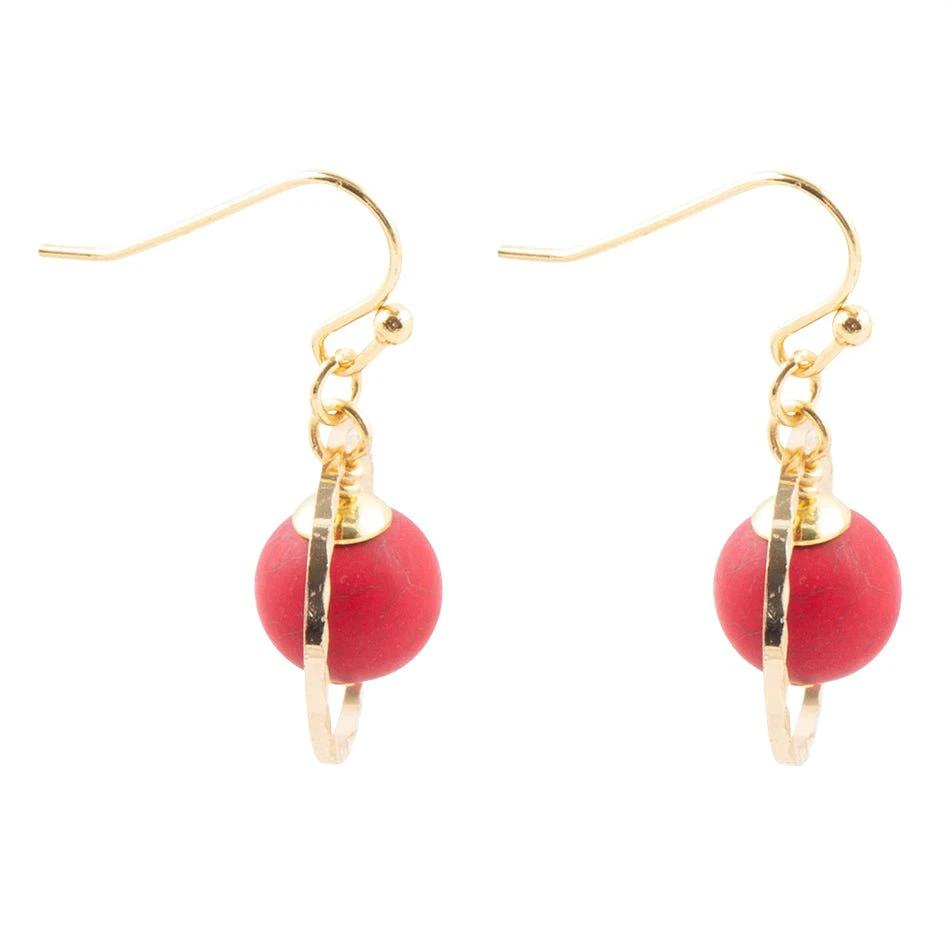 In The Loop Red Magnesite Earrings by Barse Jewelry