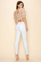 Ditsy floral printed ruched crop top
