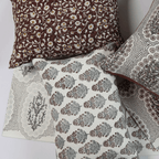 Inaya Linen Floral Throw Pillow Cover, Ruby on White by White Cliff Studio