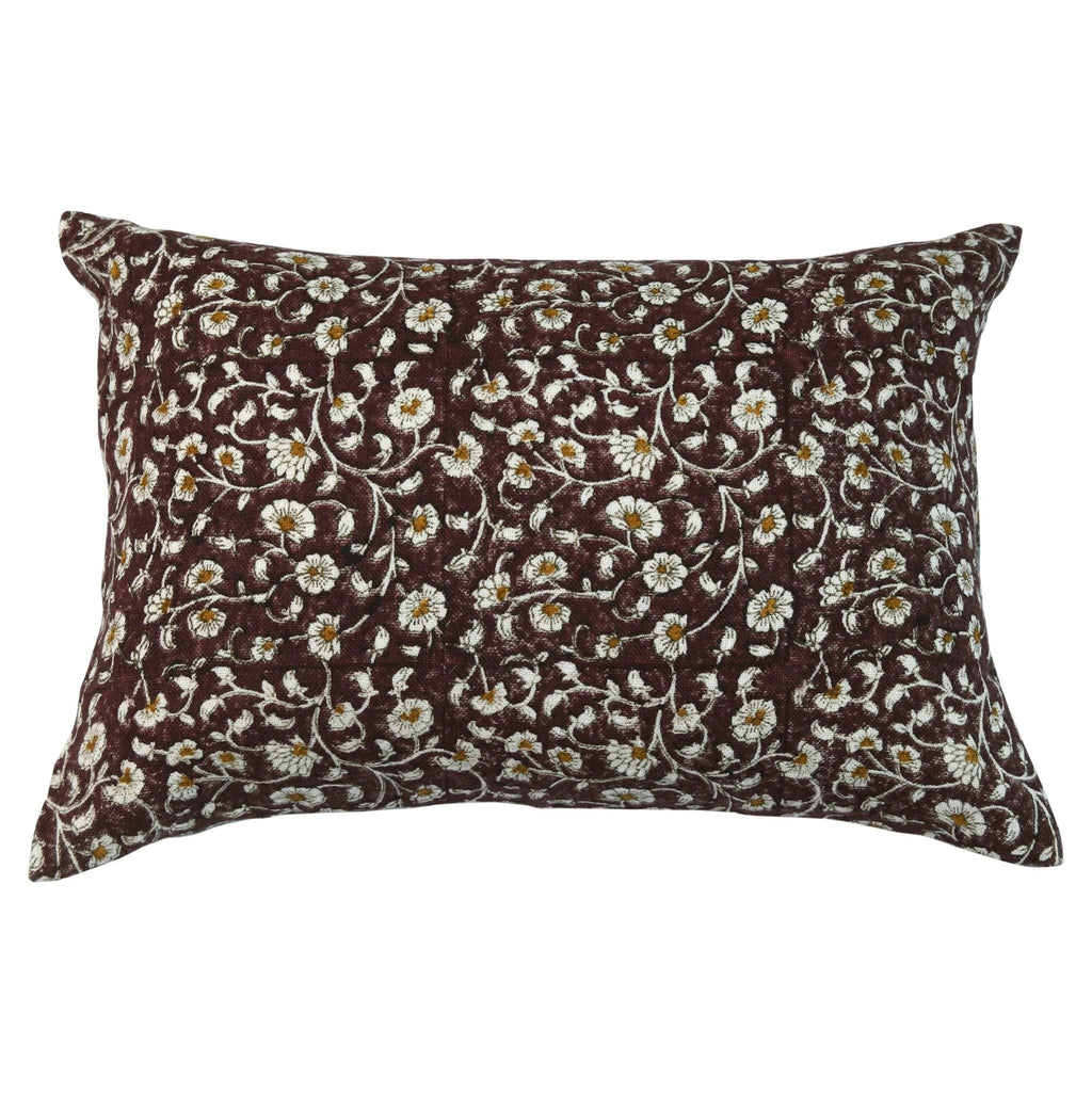 Inaya Linen Floral Throw Pillow Cover, Ruby on White by White Cliff Studio