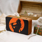 Indian Ethnic Designer Black & Orange Wooden Clutch with Portrait of Lord Krishna with Bansuri in Hand Clutch La Vie Bien Indian Ethnic Designer Black & Orange Wooden Clutch with Portrait of Lord Krishna with Bansuri in Hand