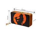 Indian Ethnic Designer Black & Orange Wooden Clutch with Portrait of Lord Krishna with Bansuri in Hand Clutch La Vie Bien Indian Ethnic Designer Black & Orange Wooden Clutch with Portrait of Lord Krishna with Bansuri in Hand