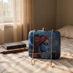 Indian Ethnic Designer Blue Clutch with Krishna with Bansuri Portrait Clutch La Vie Bien Indian Ethnic Designer Blue Clutch with Krishna with Bansuri Portrait