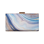 Indian Ethnic Designer Blue, White & Golden Marble Print Clutch Clutch La Vie Bien Indian Ethnic Designer Blue, White & Golden Marble Print Clutch