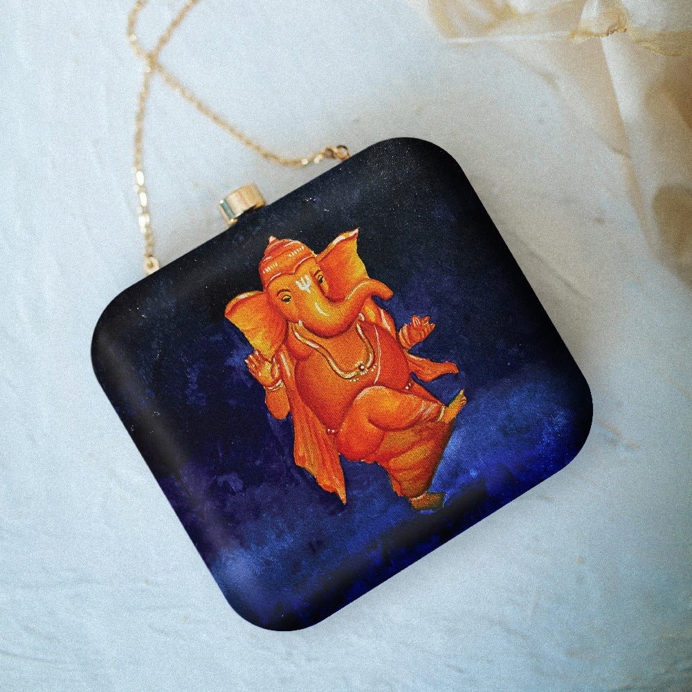 Indian Ethnic Designer Box Clutch with Lord Ganesha Clutch La Vie Bien Indian Ethnic Designer Box Clutch with Lord Ganesha