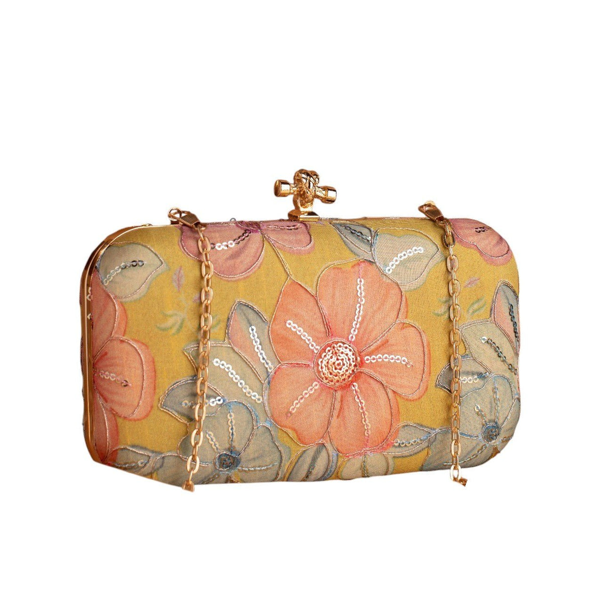 Indian Ethnic Designer Clutch with Ethnic Embroidery of Flower Design Clutch La Vie Bien Indian Ethnic Designer Clutch with Ethnic Embroidery of Flower Design