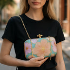 Indian Ethnic Designer Clutch with Ethnic Embroidery of Flower Design Clutch La Vie Bien Indian Ethnic Designer Clutch with Ethnic Embroidery of Flower Design
