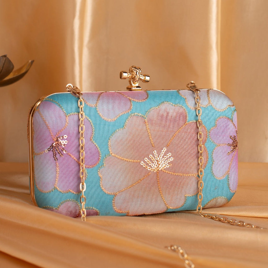 Indian Ethnic Designer Clutch with Ethnic Embroidery of Flower Design Clutch La Vie Bien Indian Ethnic Designer Clutch with Ethnic Embroidery of Flower Design
